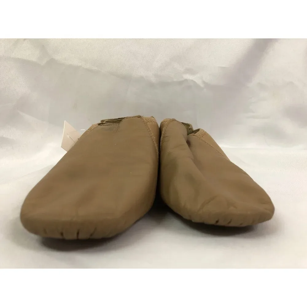 Pre-Owned Dance Jazz Shoes So Danca 4M Child JZ43 Tan Pull On Leather Split Sole